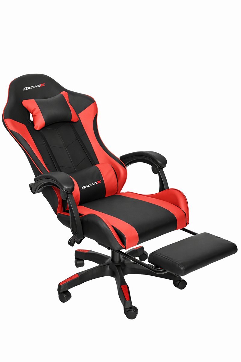 RACINGX - Gamestoel Met Voetsteun- Gaming stoel - Game stoel - Gaming Chair - Verstelbaar - - Max Gewicht 150 kg - Zwart/Rood – foto 5