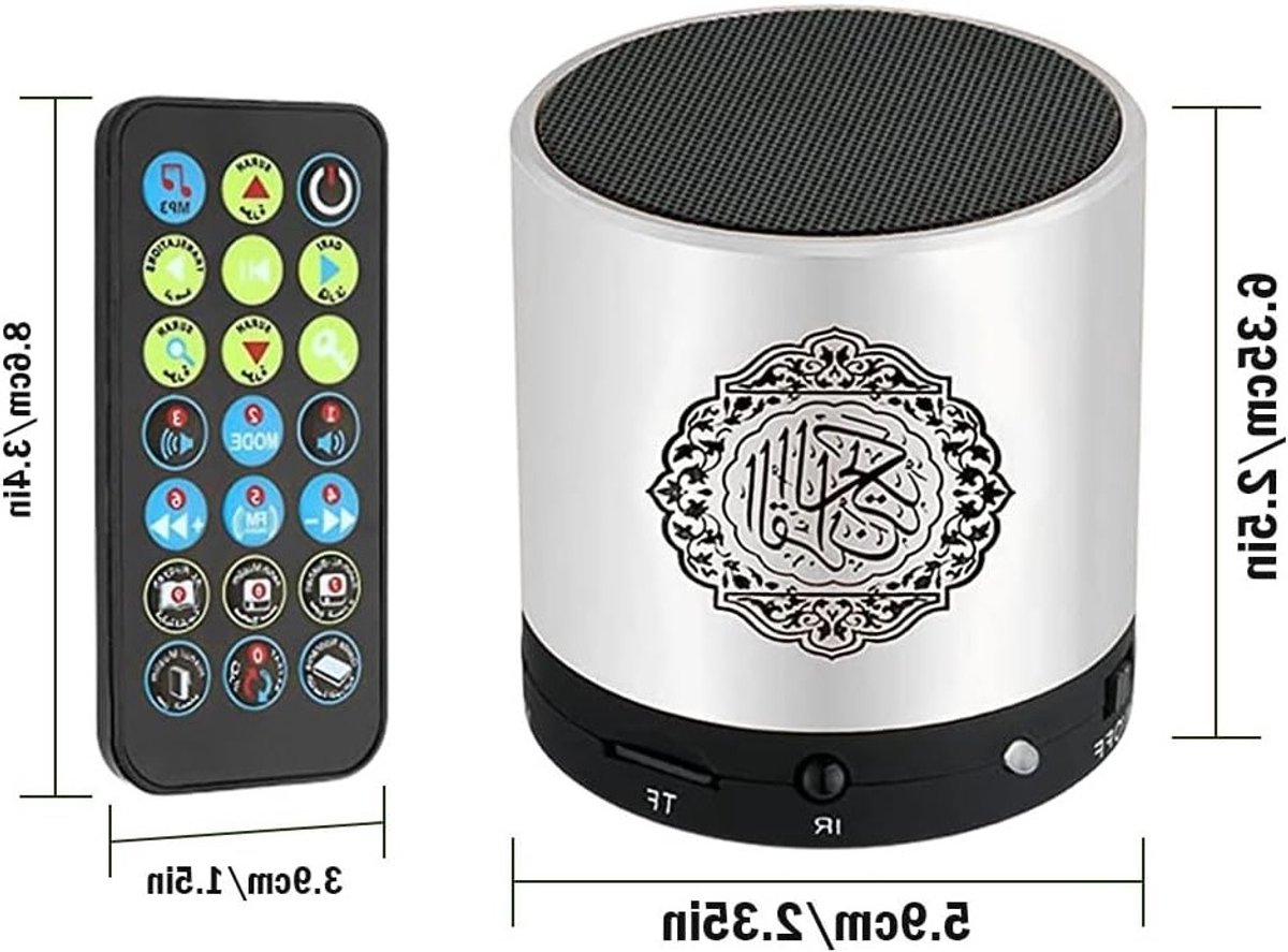 Draagbare Quran-luidspreker met Afstandsbediening en MP3-speler - Meer Dan 18 Voordragers en 15 Vertalingen