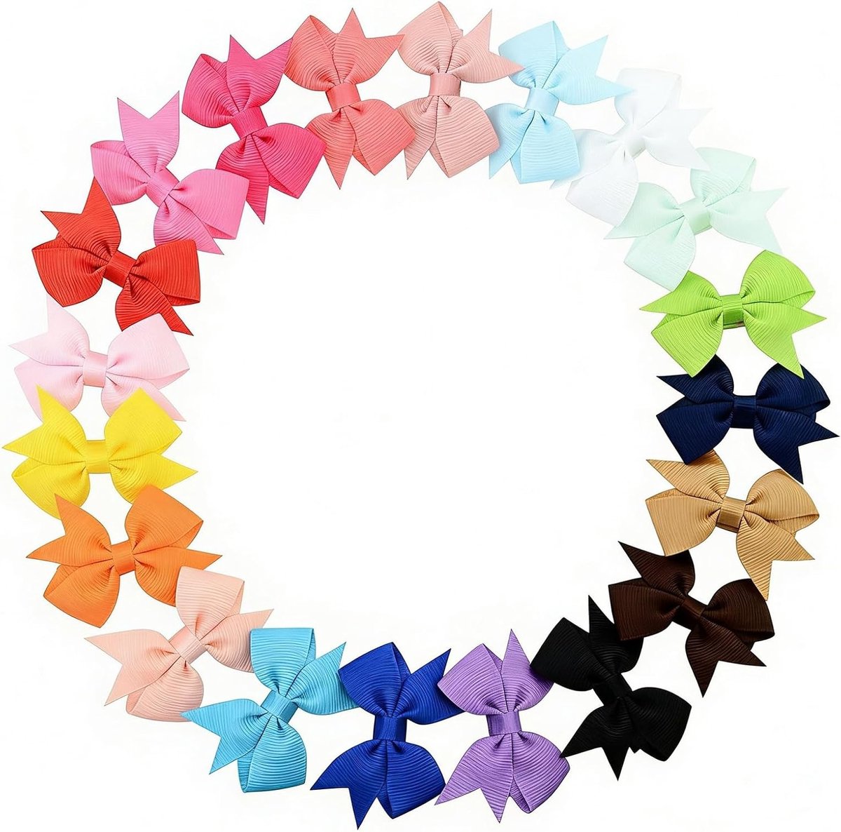 20 Stuks Haarstrikken voor Meisjes - Volledig Gevoerde Haarclips, Kleine Strikjes en Duck Bill Clips voor Baby's en Peuters
