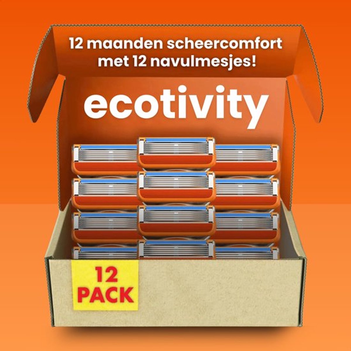 Ecotivity Scheermesjes 12x - Geschikt voor Fusion 5 - Voor Een Gladde Huid - 5 Blade Scheermes - Navulmesjes - Voordeelverpakking - Compatibel Met Alle Fusion 5 Opzetstukken