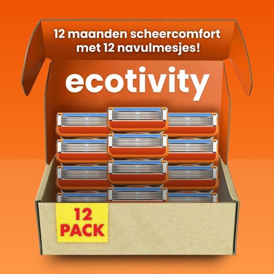 Ecotivity Scheermesjes 12x - Geschikt voor Gilette Fusion 5 - Voor Een Gladde Huid - 5 Blade Scheermes - Navulmesjes - Voordeelverpakking - Compatibel Met Gilette Fusion 5 Scheermesjes