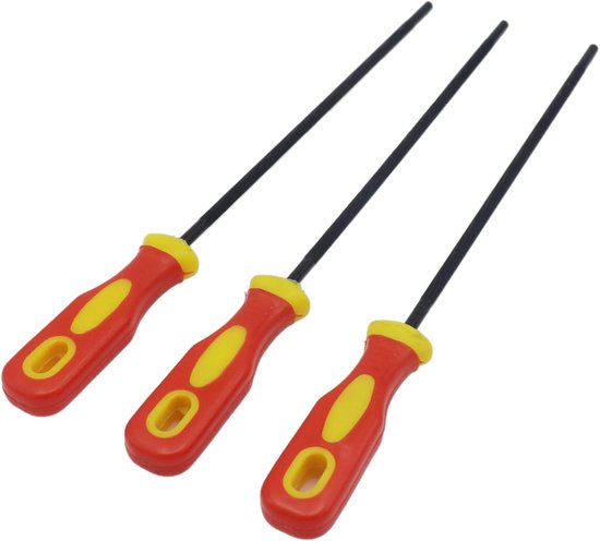 3-delige slijpvijlenset geschikt voor kettingzagen van 4,8 mm (3/16 inch), ronde slijpvijlenset met kunststof handgrepen, geschikt voor het slijpen van kettingzagen. — afbeelding 4
