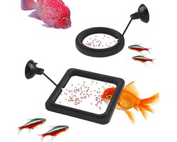 Drijvende voederring Met Flexibele Zuignap - 2 Stuks - Aquarium voederring - Drijvende Visvoer Ring - Voederbakken - Voor Alle Aquaria En Visbakken - zwart