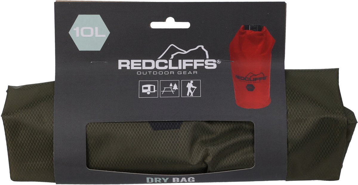 Redcliffs - Waterdichte tas - Drybag - 10 Liter - 19x48cm - Outdoor tas - Opbergtas - Groen