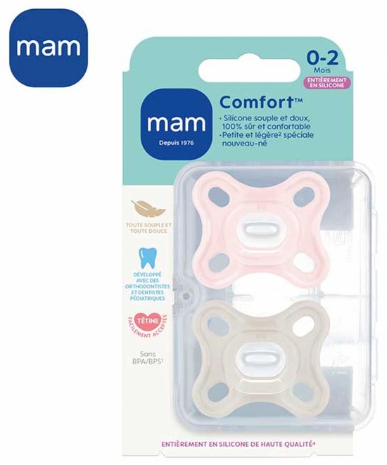 MAM Comfort Fysiologische Fopspeen +0m Roze Set van 2 + Opbergdoos van Merkloos — afbeelding 4