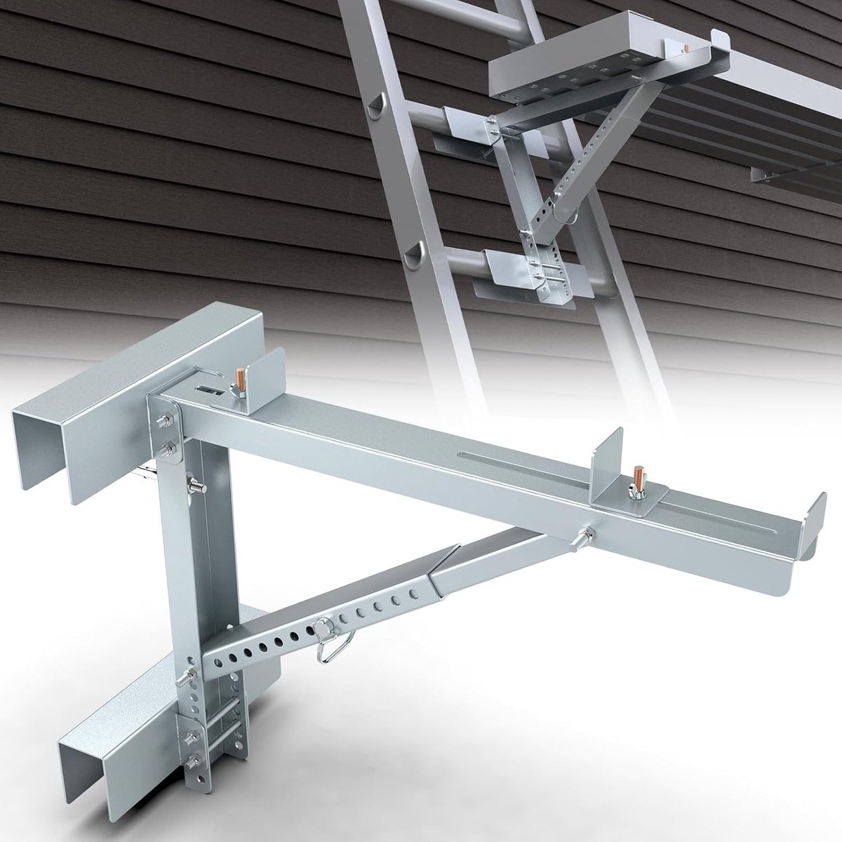 KARZO 2 stuks steigerhouders, trapjack met twee treden voor professionele bouwtrappen (zilver)