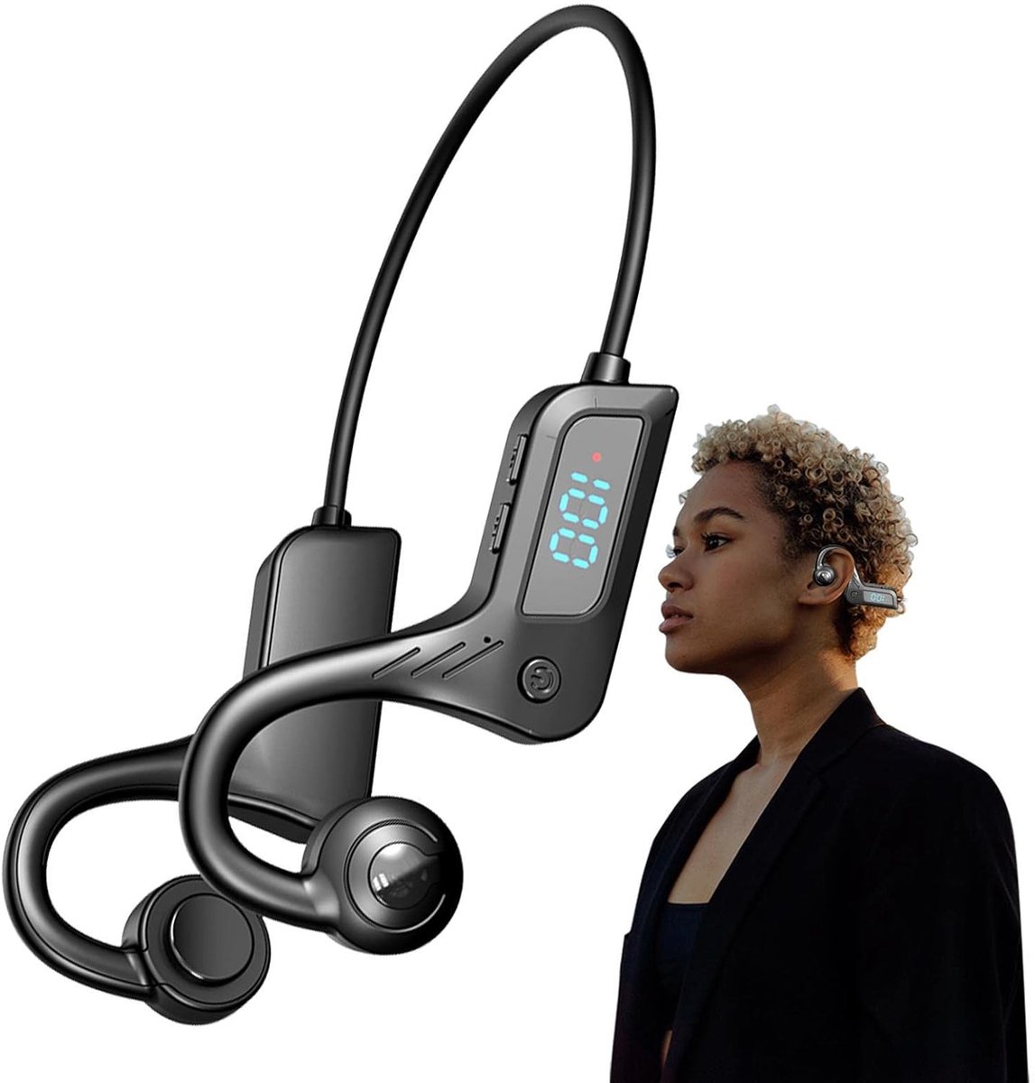 Oortelefoon met botgeleiding, zweetbestendige en waterdichte headset voor sport, training, fietsen, hardlopen, kamperen, wandelen, autorijden