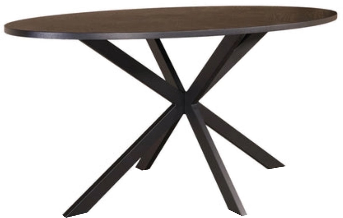 Eettafel ovaal visgraat 160cm Obie zwart ovale tafel MDF eetkamertafel