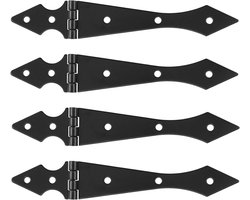 T-scharnieren - 4 stuks - Hekscharnier - Staal - Zware schuurdeur scharnieren - Hekwerkonderdelen - Geschikt voor poorten, tuinhuisjes en kasten - 14.4CM - Zwart