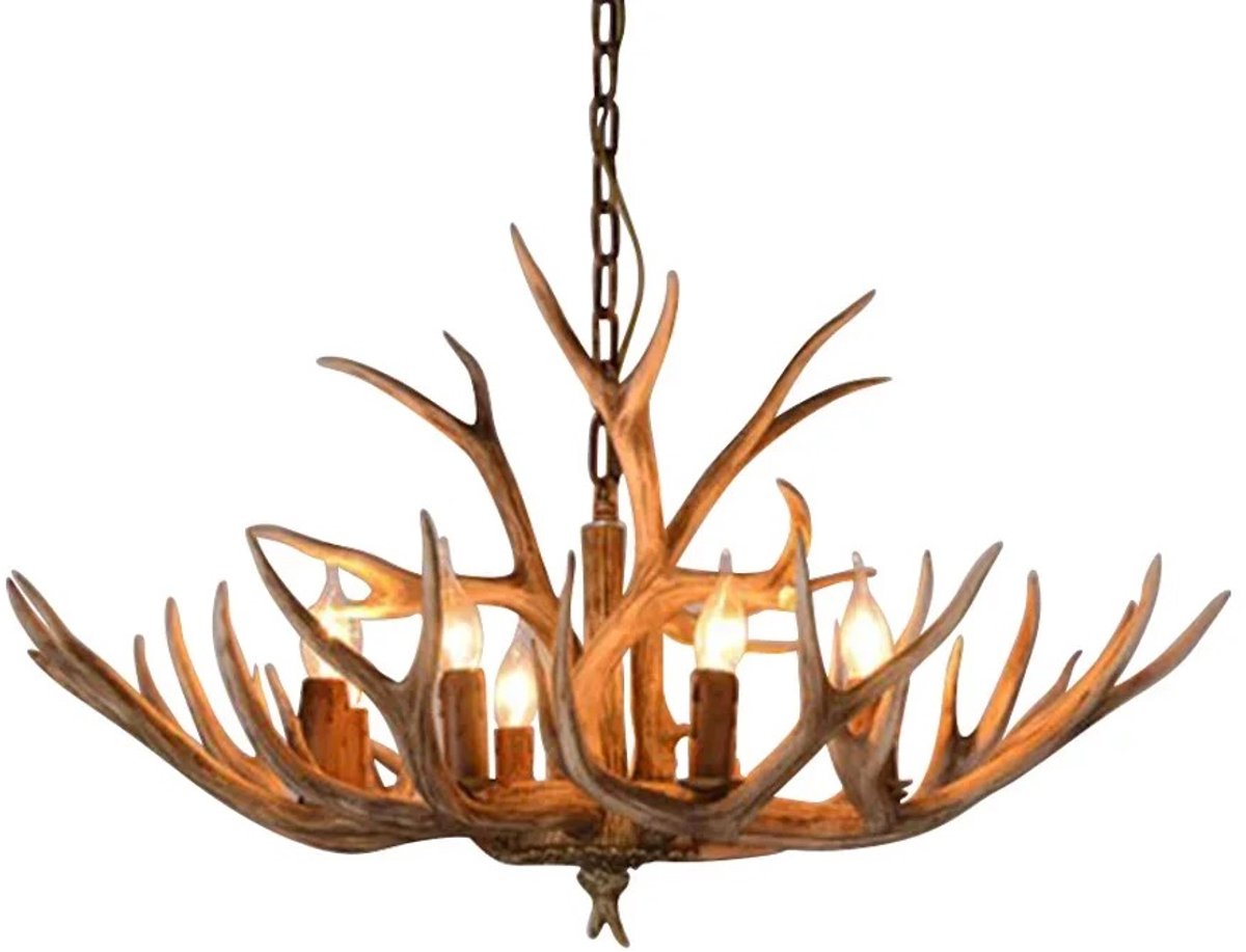 Stervia Hanglamp Eetkamer - Lamp Gewei - Kroonluchter - Hanglamp Woonkamer - Plafondlamp - Vintage - Bruin - 66 x 45 cm