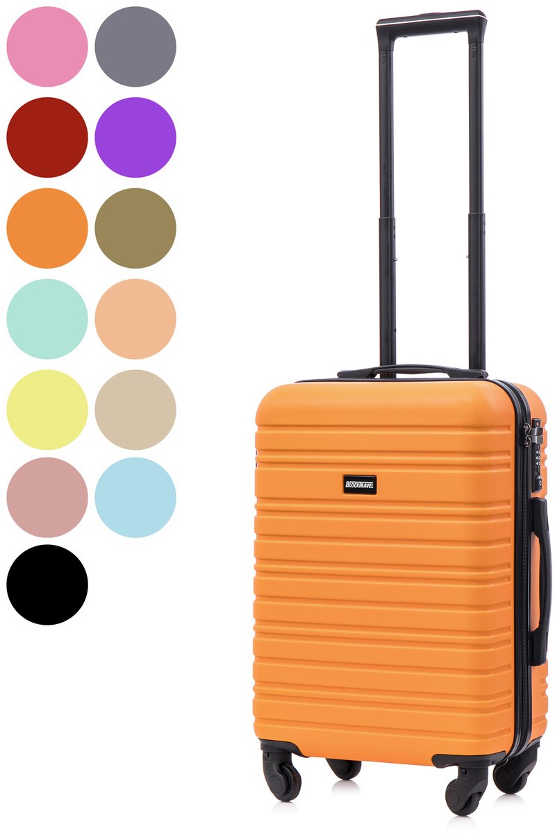 BlockTravel® Handbagage Koffer 39L - Trolley Handbagage 58cm - Afneembare Wielen - TSA-slot - Lichtgewicht Reiskoffer met Wielen - 4 Spinner Wielen - Oranje