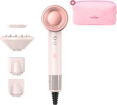 Ace & Taylor PrecisionAir High Speed Föhn - Ionische Haardroger met Diffuser - 1400W BLDC motor - Krachtige Luchtstroom - 3 Warmte- & 3 Snelheidsstanden - 5 Magnetische Opzetstukken - Lichtgewicht - Pink (HB232)