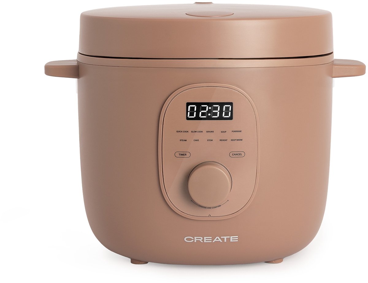 CREATE - Multifunctionele elektrische rijstkoker met stoommandje - Mokka - 3L - RICE COOKER STUDIO thumbnail 6