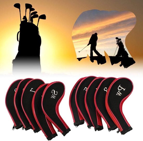 Allecto - Golfclub Hoofddeksels - Neopreen Bescherming - Set van 10 - Rood - Golf Accessoire - Ideaal voor Golf Enthousiastelingen - Duurzaam en van Merkloos — afbeelding 5