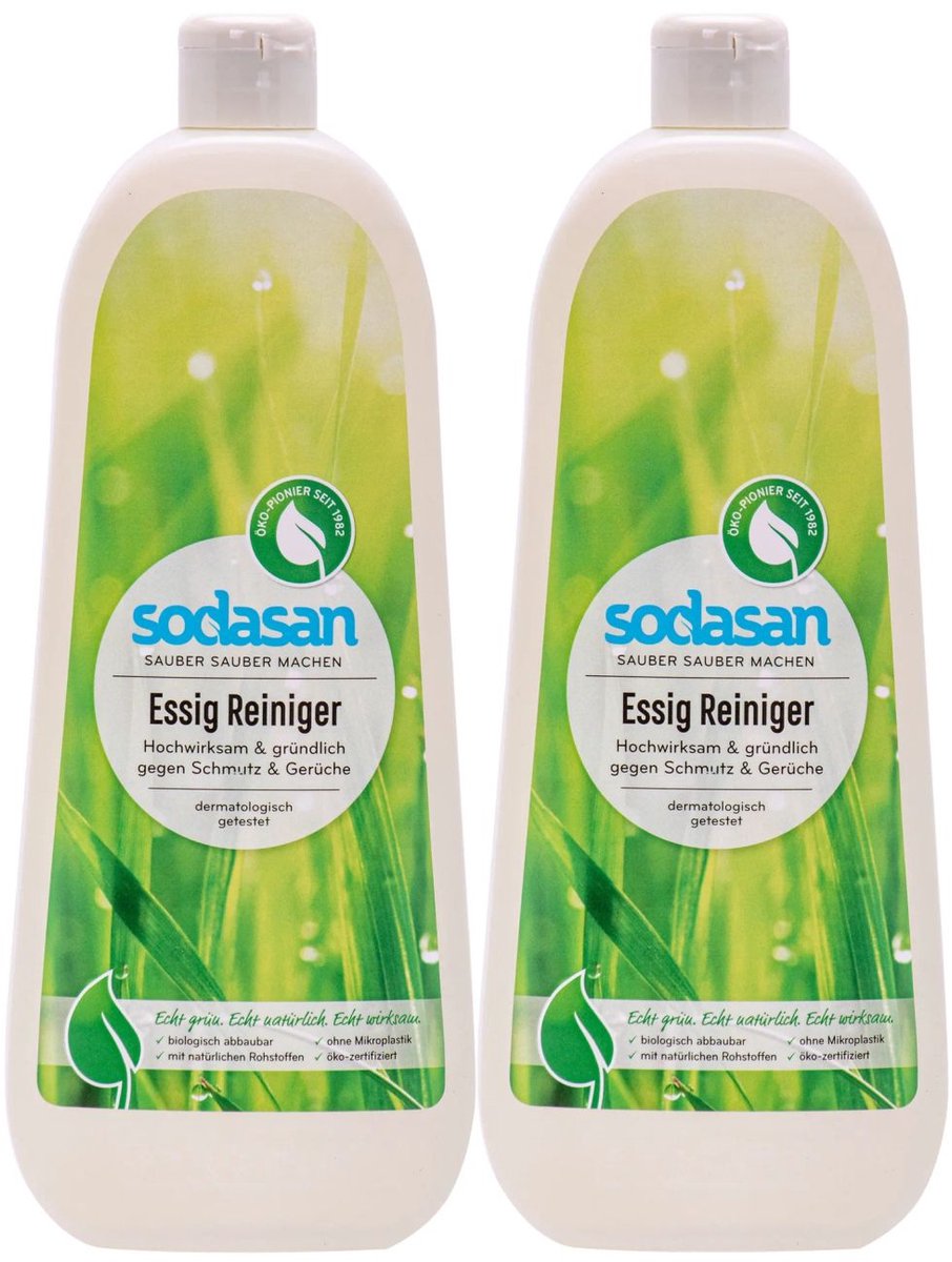 Krachtige Natuurlijke Azijnreiniger 2 x 1 Liter – Ecologische, Biologisch Afbreekbare Huishoudreiniger voor Vet, Vuil en Kalkverwijdering met Frisse Geur en Effectieve Schoonmaakoplossing