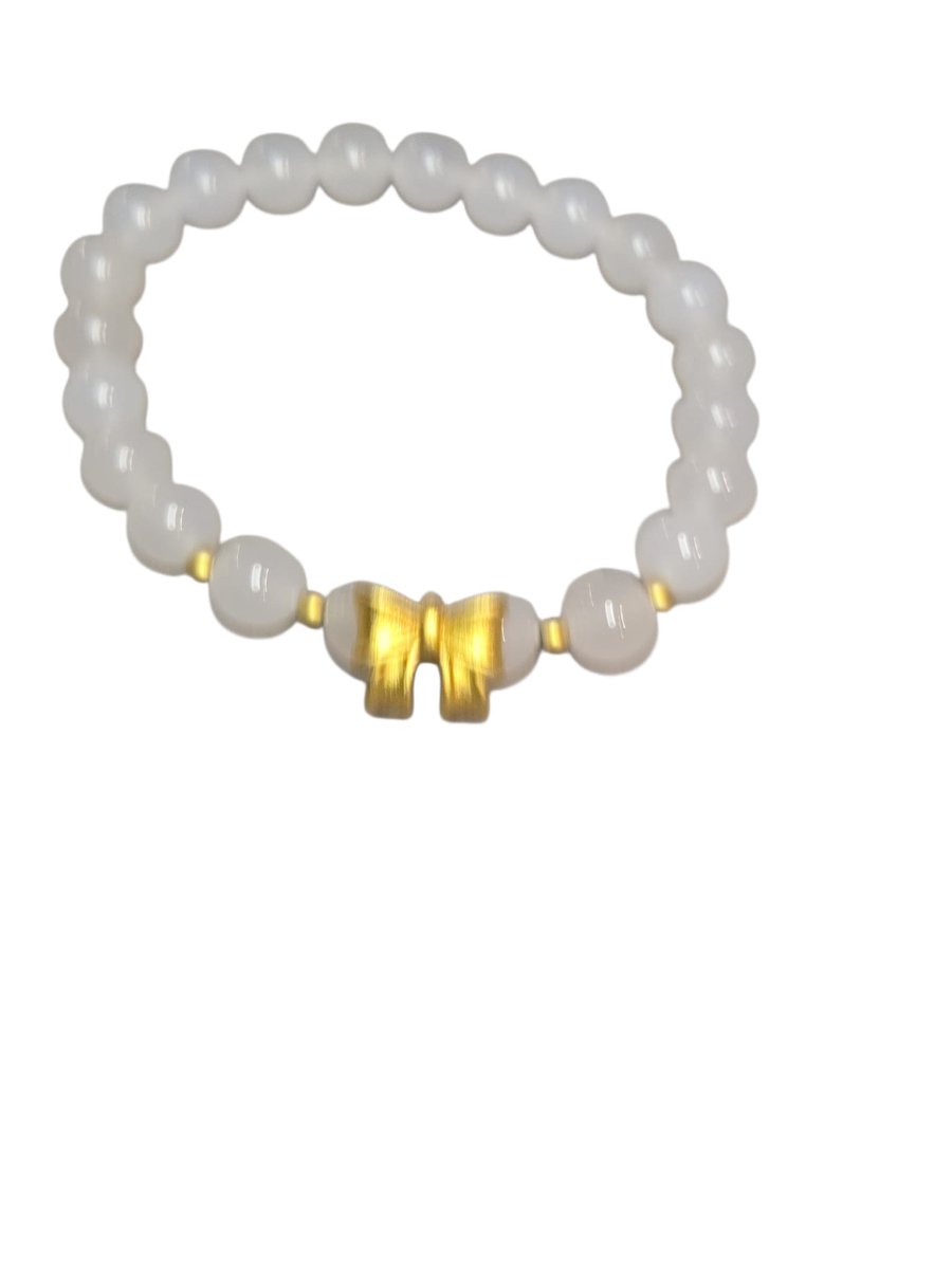 maansteen met goudkleurige strik armband.