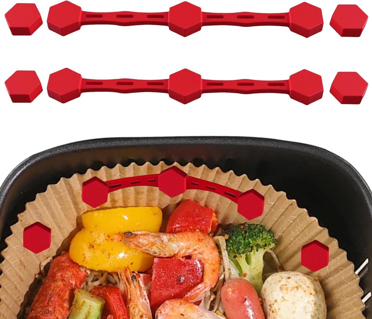 2 Stuks Silicone Klemmen voor Airfryer - Veilig Bakpapier en Wegwerp Liners, Voorkom Aanbranden, Perfect voor Gezond Koken en Bakken
