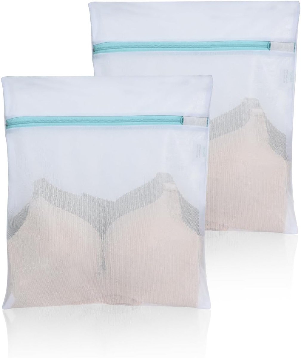Mesh Waszakken met Ritsen - 2 Stuks 30 x 40 cm Herbruikbare Waszak voor Delicaat Ondergoed, Sokken en Lingerie