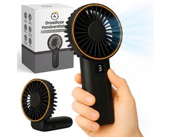Twenty4seven® Handventilator Pro – Draagbare Ventilator Oplaadbaar – Hand Tafelventilator Draadloos – Waaier Handwaaier – Zwart – Mini Fan met 6 Standen