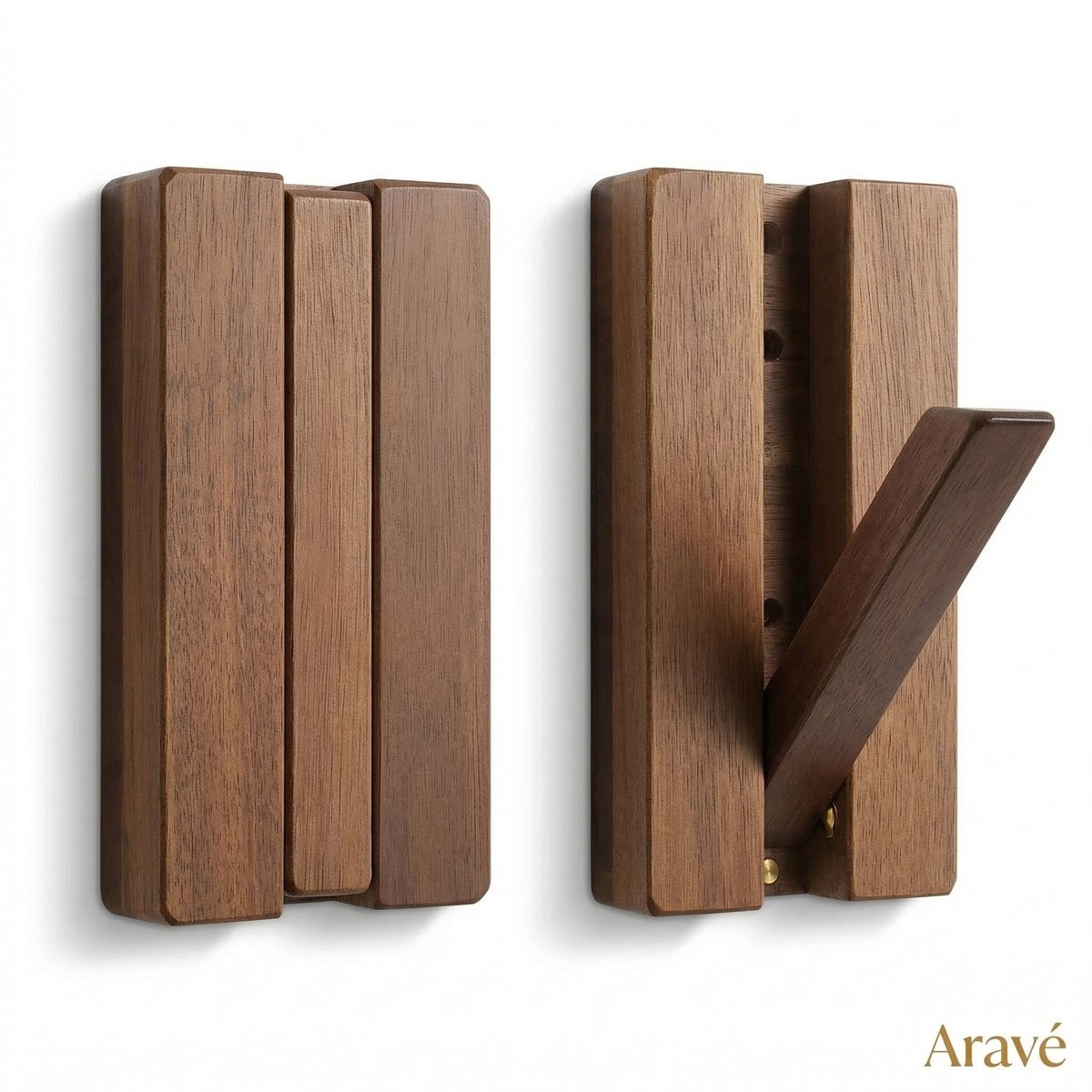 Aravé® Piano Kapstok - Enkele Wandkapstok - Kapstok Muur - Premium Acacia Hout - Kapstok Haak
