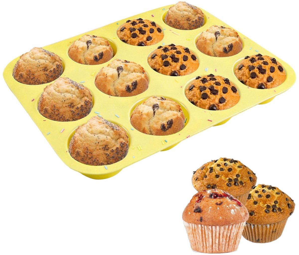 Allecto - 12-Weg Silicone Muffin Mould - Food Safe & Antiaanbak, Geschikt voor Oven en Vaatwasser
