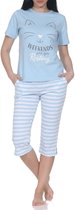Normann dames capri pyjama met korte mouwen in kattenlook – ook in grote maten