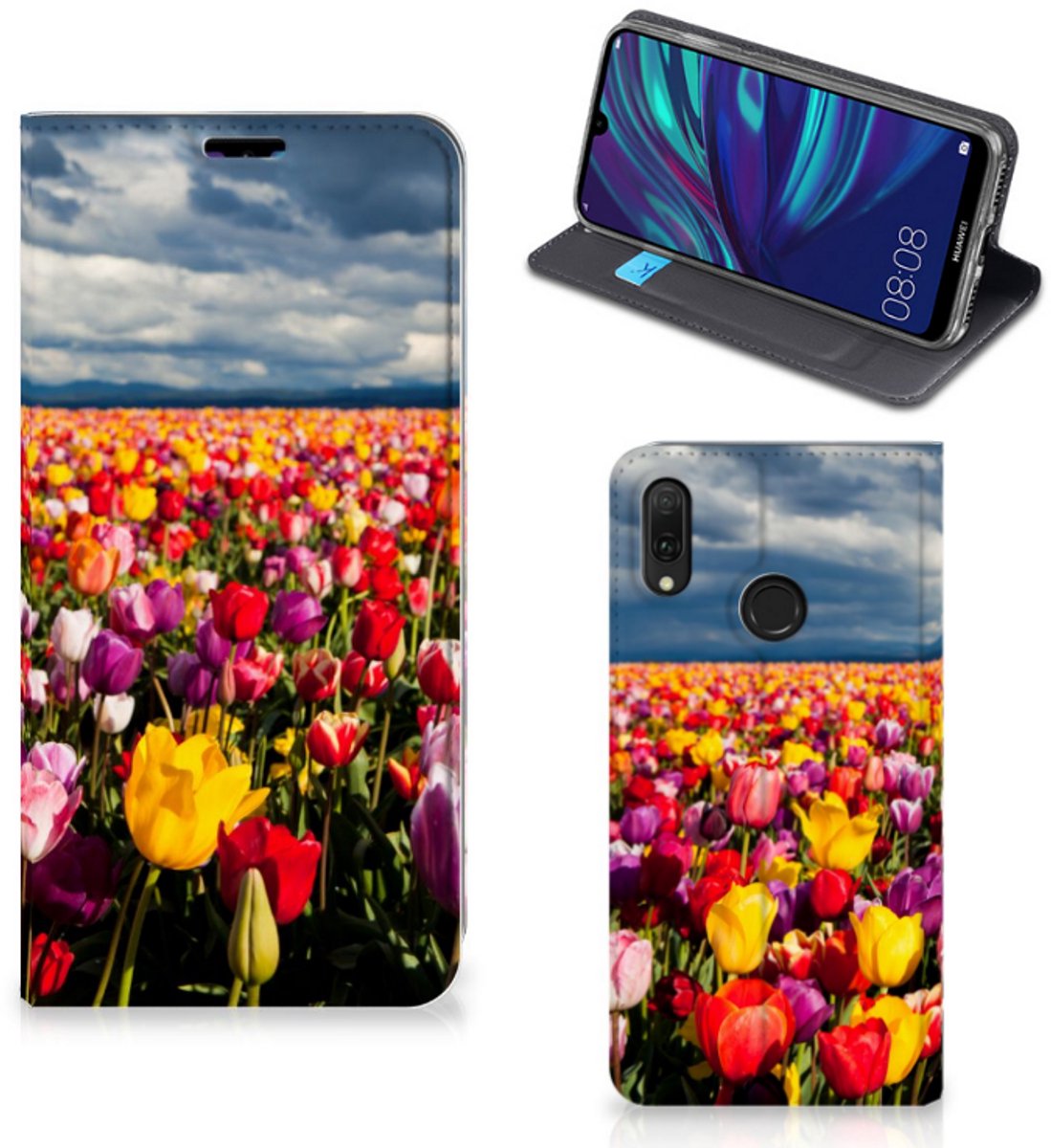 Huawei Y7 hoesje Y7 Pro (2019) Smart Cover Tulpen
