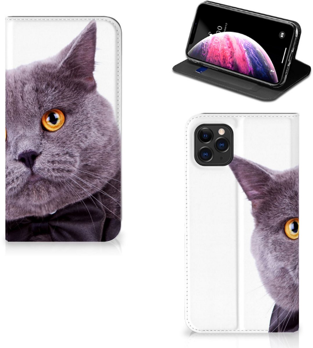 Book Case voor Apple iPhone 11 Pro Max Hoesje maken Kat