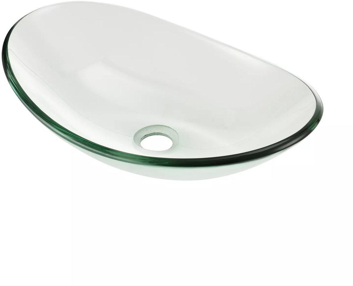Wasbak waskom ovaal Blank Glas 47x 30 cm