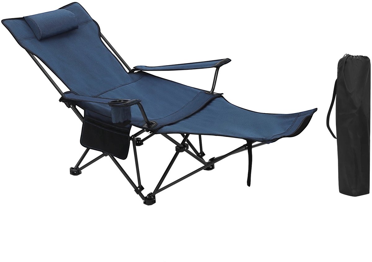 Archi Campingstoel Opvouwbaar – Stoelen - Ligstoel - Loungestoel – Lichtgewicht - Draagbaar – Strand, Vis- & Kampeertrips - Blauw
