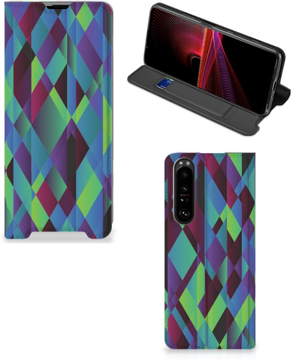 Sony Xperia 1 III Stand Case Abstract Green Blue