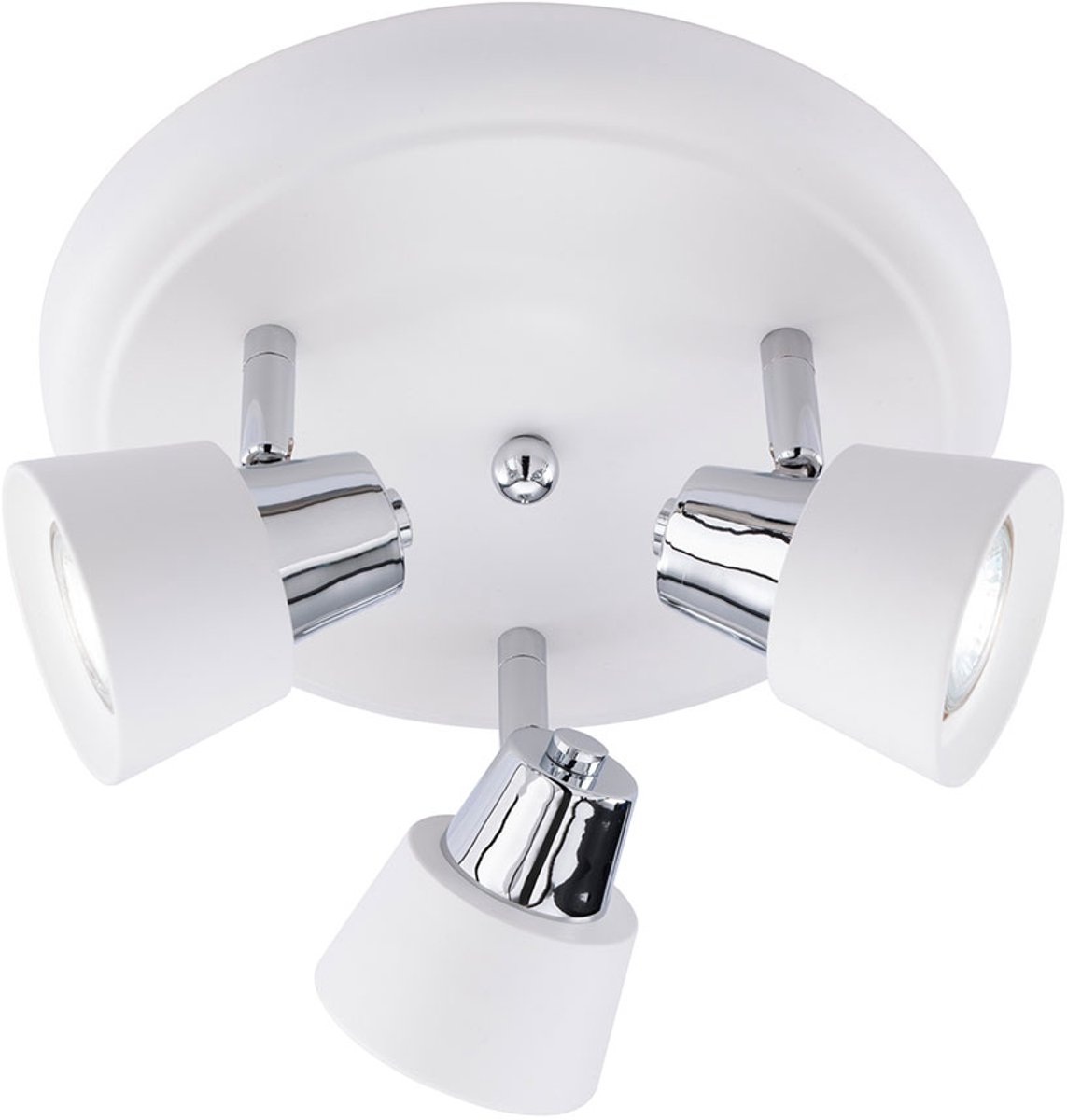Plafondlamp Spotrondell Slaapkamerlamp Plafondspot, 3-lamps, verstelbare spots, metaal, wit zilver, rond, 3x GU10 stopcontacten, DxH 25x15 cm