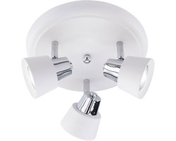 Plafondlamp Spotrondell Slaapkamerlamp Plafondspot, 3-lamps, verstelbare spots, metaal, wit zilver, rond, 3x GU10 stopcontacten, DxH 25x15 cm