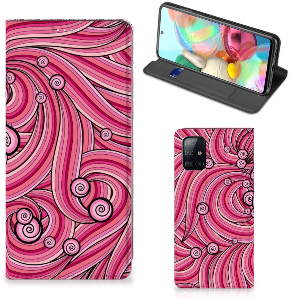 Samsung Galaxy A71 Bookcase Swirl Pink