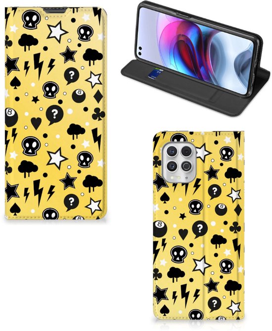 Mobiel BookCase Motorola Moto G100 Punk Geel