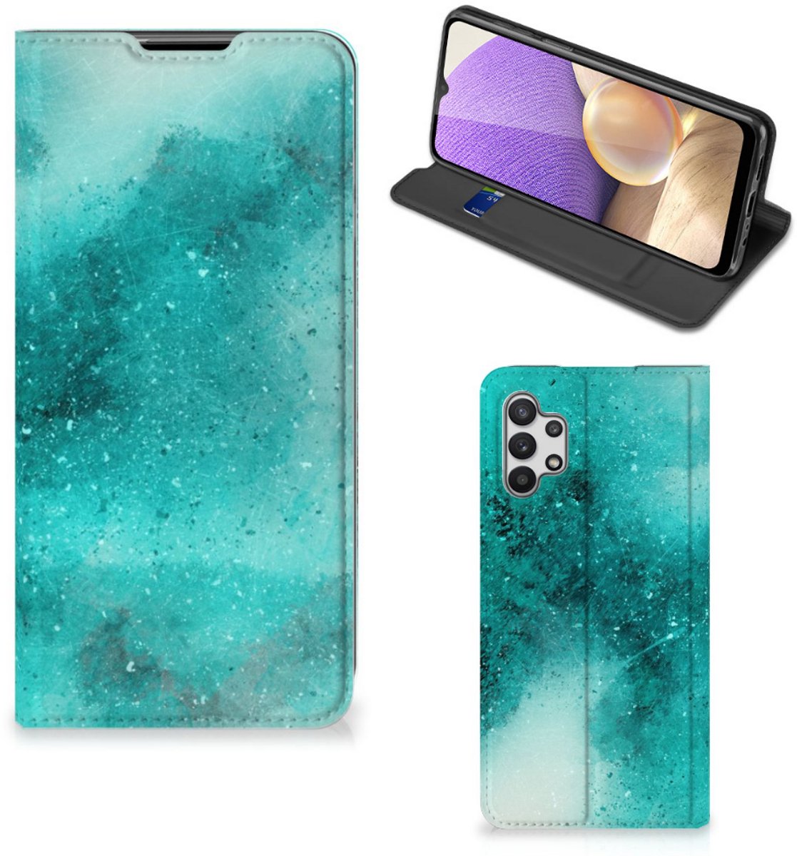 Bookcase Samsung Galaxy A32 5G Painting Blue