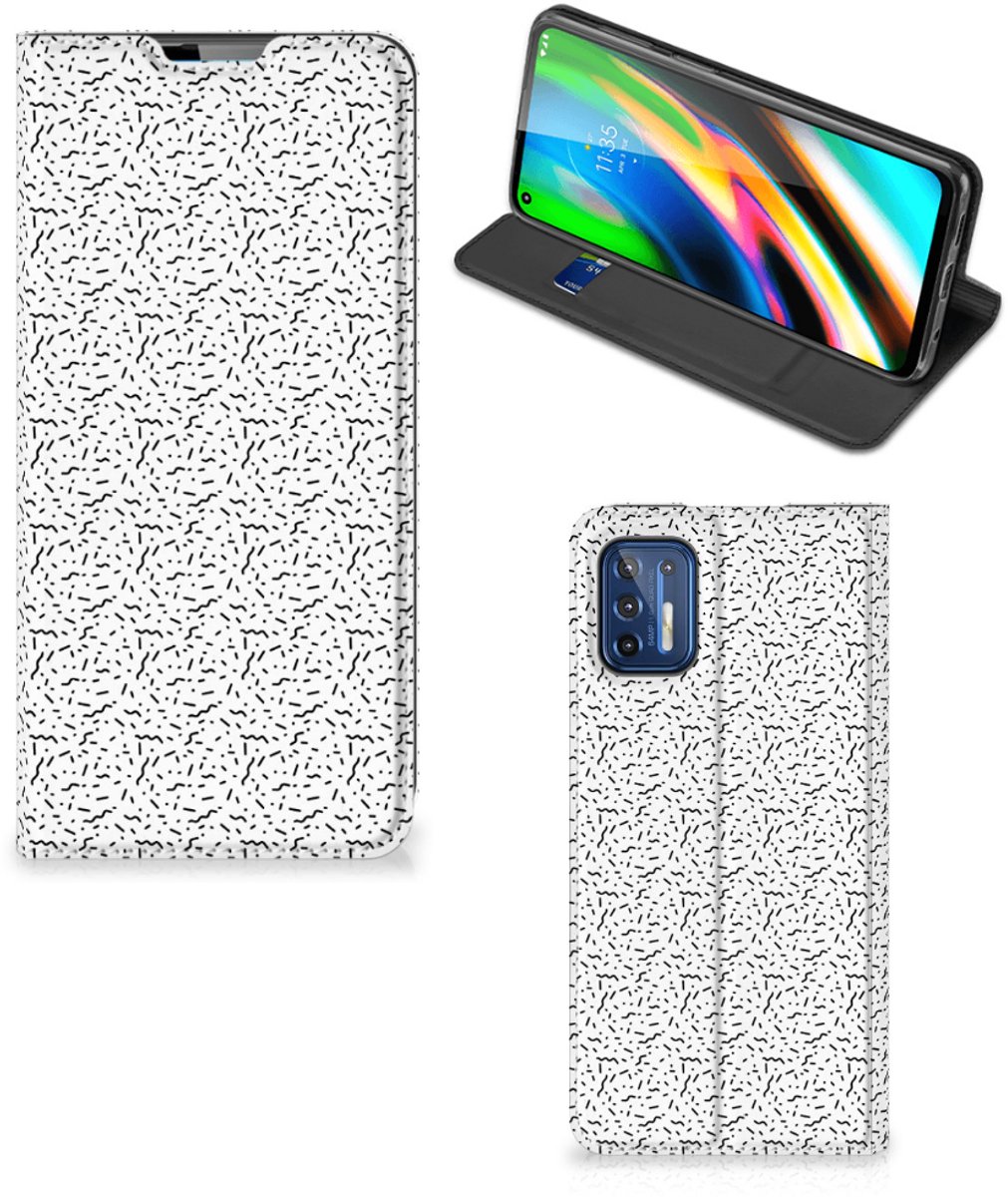Motorola Moto G9 Plus Hoesje met Magneet Stripes Dots