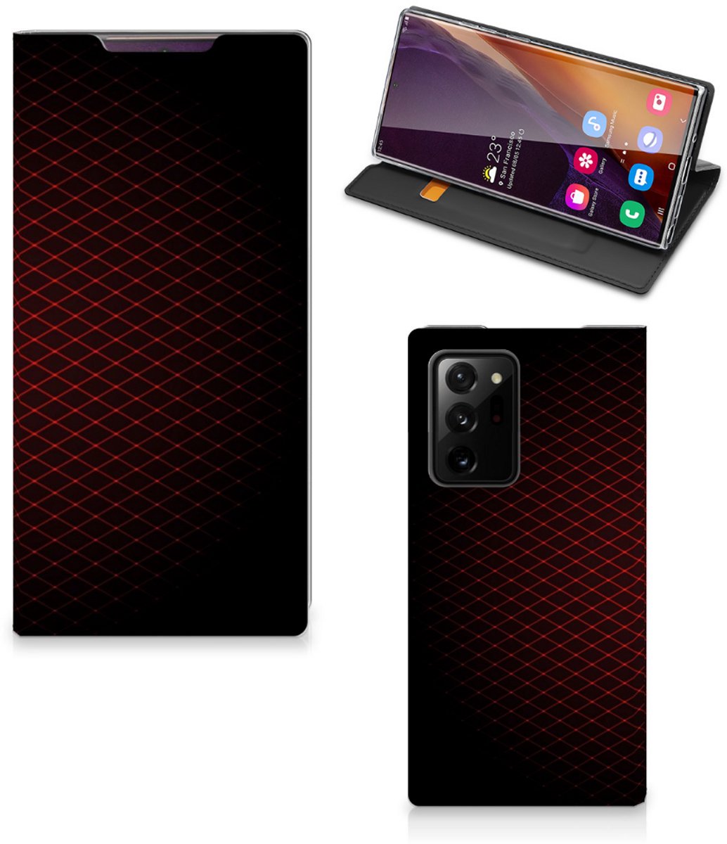 Samsung Galaxy Note 20 Ultra Hoesje met Magneet Geruit Rood