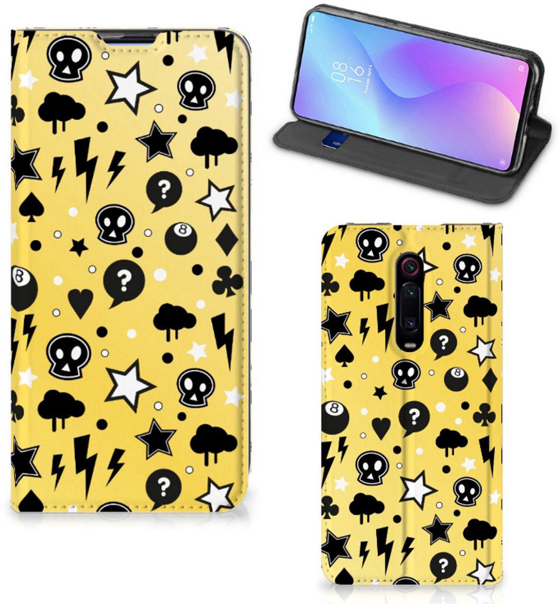 Mobiel BookCase Xiaomi Mi 9T Pro Punk Geel