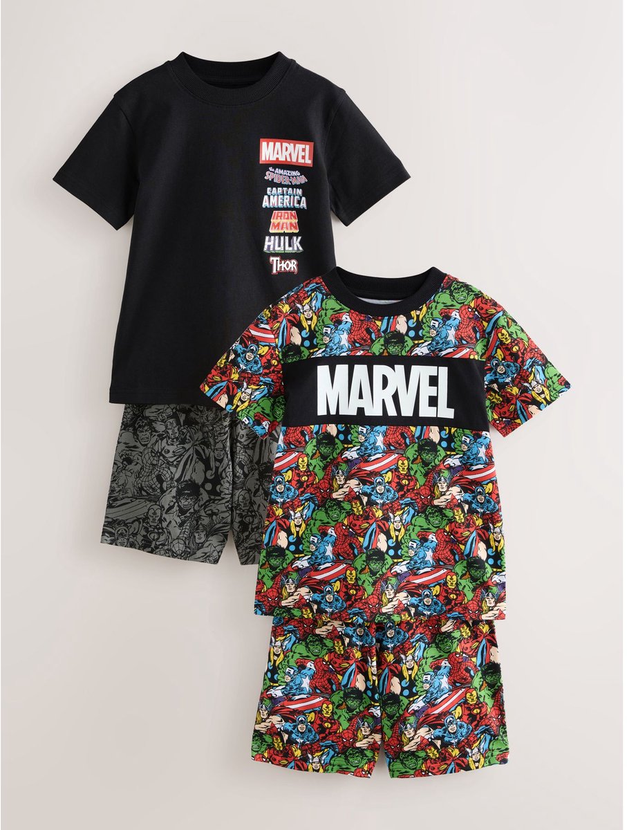 Next - Jongens - Set van 3 Marvel korte pyjama's - Zwart