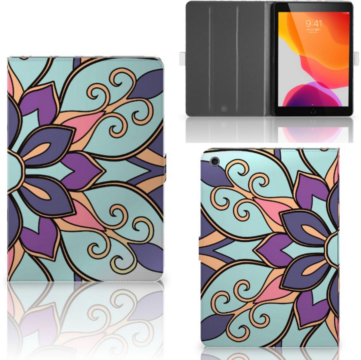 iPad 10.2 2019 | iPad 10.2 2020 | 10.2 2021 Tablet Cover Purple Flower