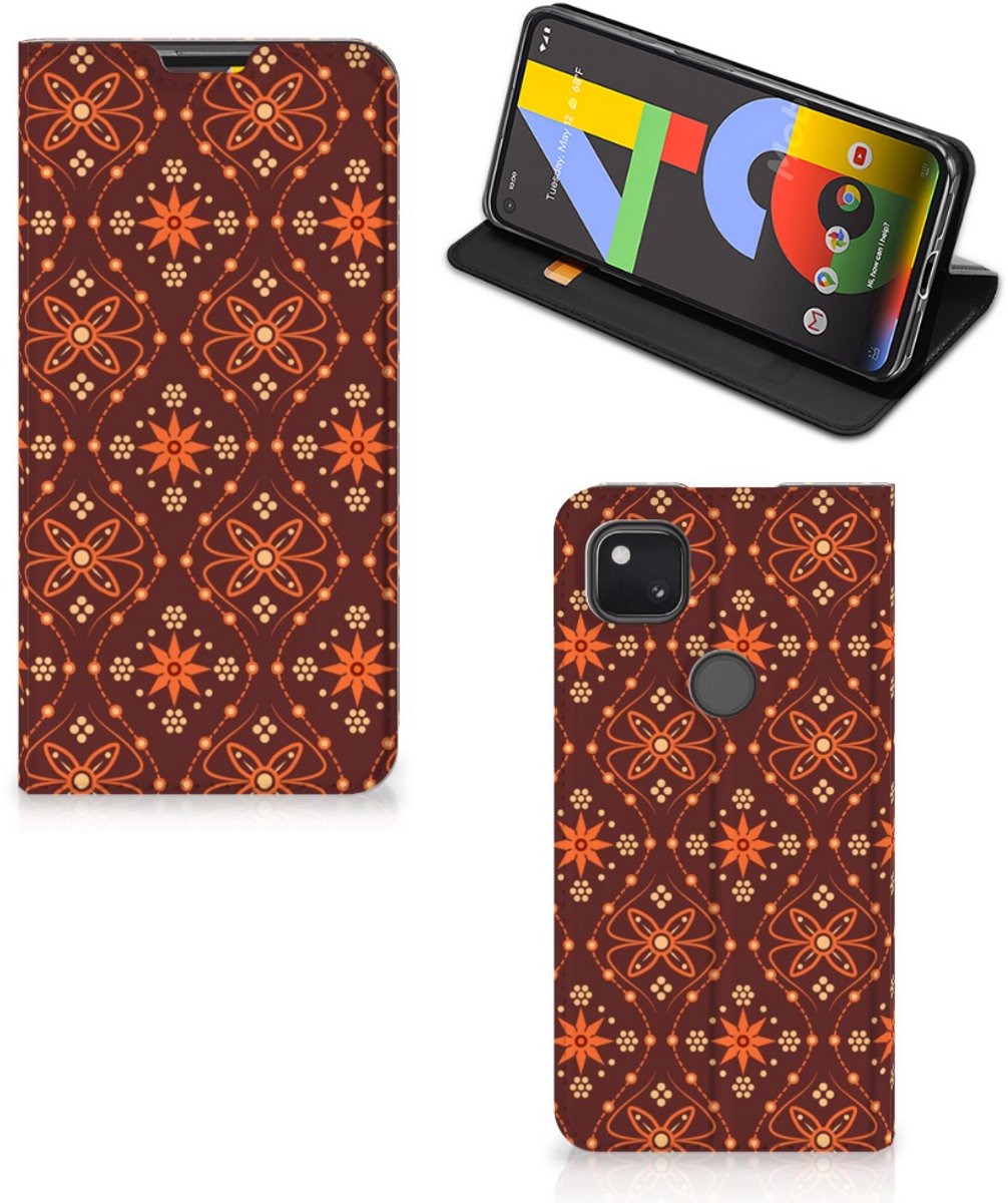 Google Pixel 4a Hoesje met Magneet Batik Brown