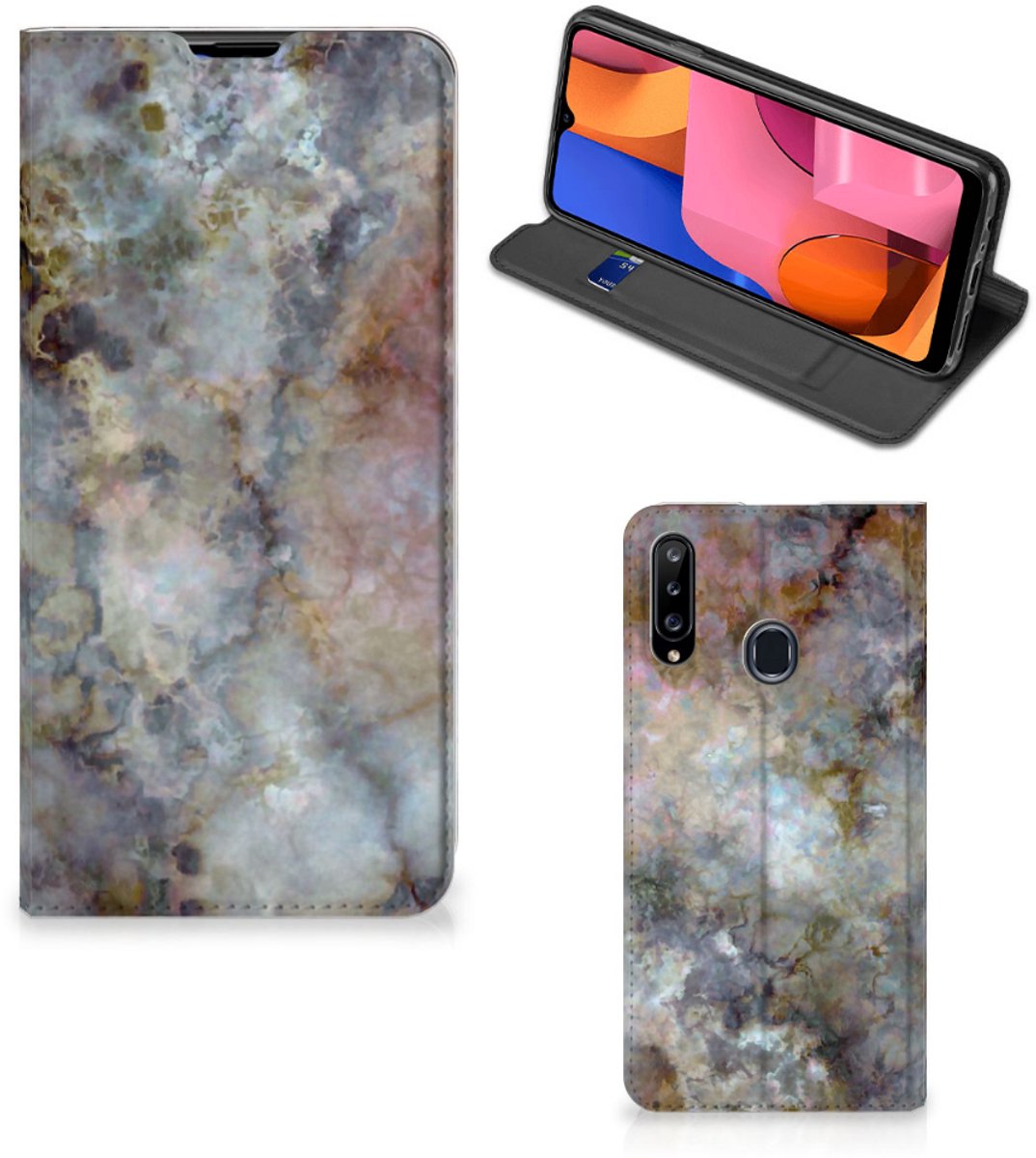 Samsung Galaxy A20s Standcase Marmer Grijs
