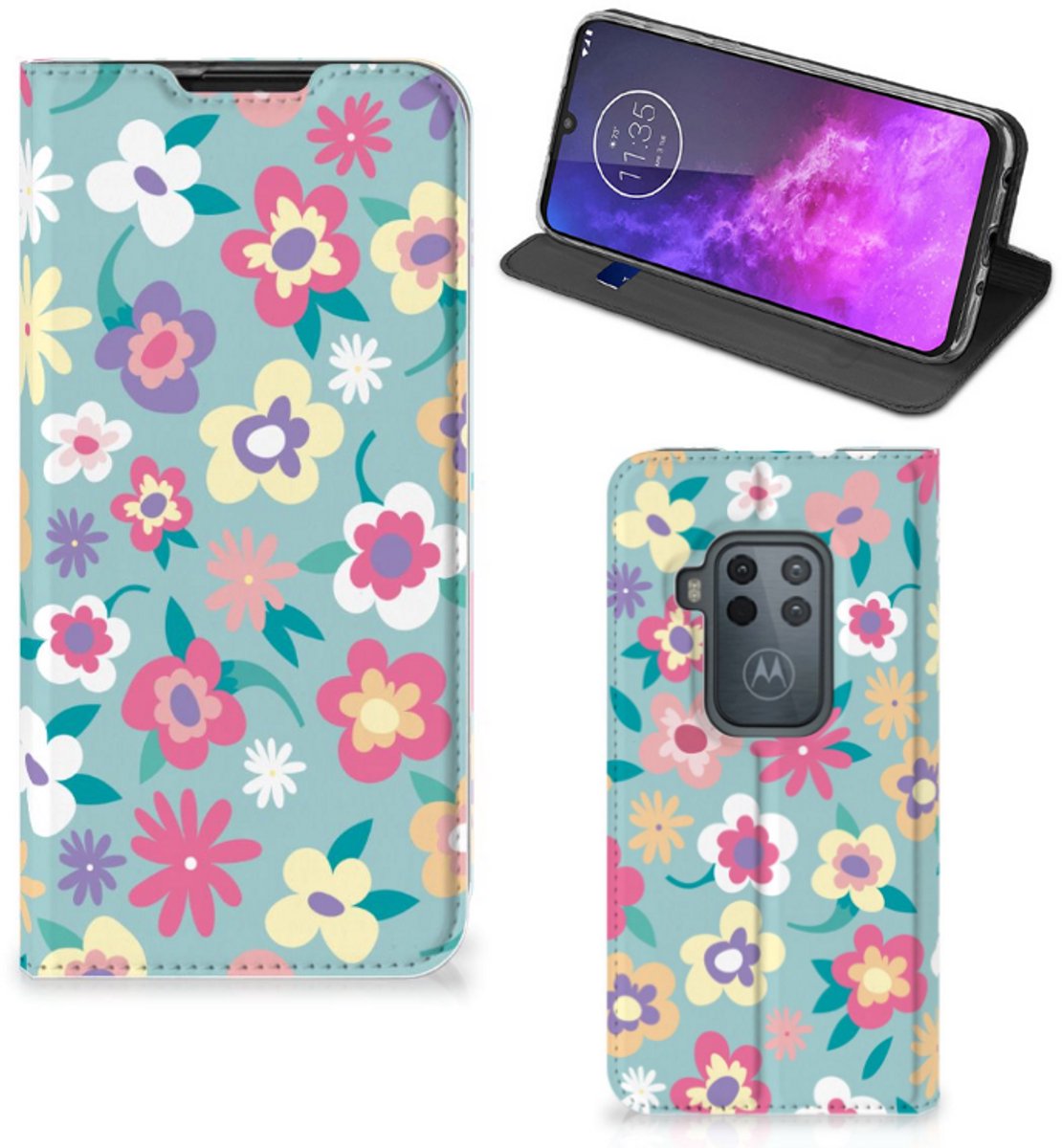 Motorola One Zoom Smart Cover Flower Power
