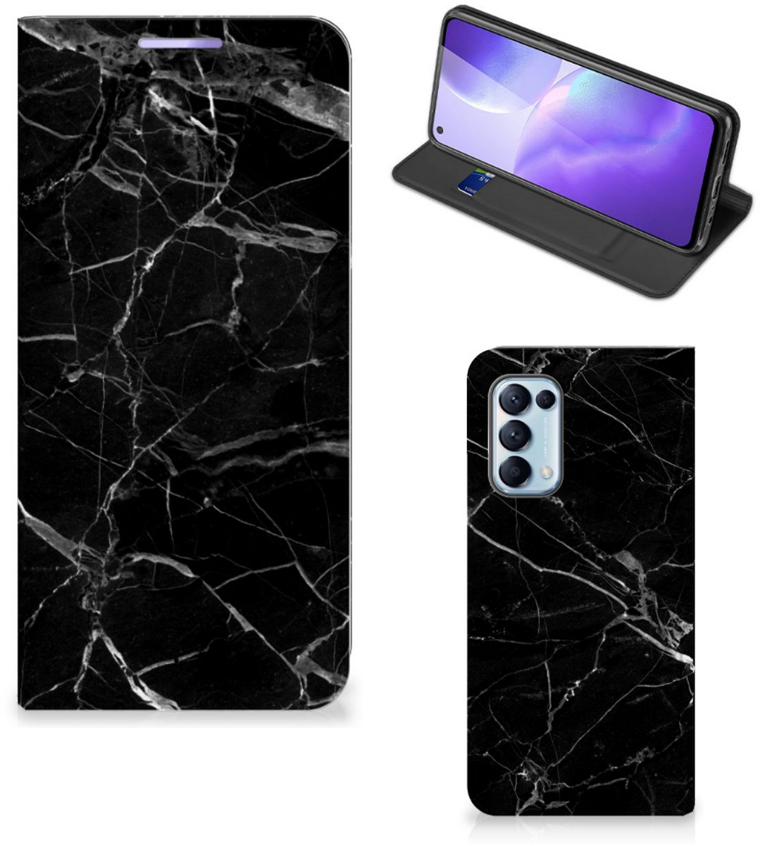 OPPO Find X3 Lite Standcase Marmer Zwart - Origineel Cadeau Vader