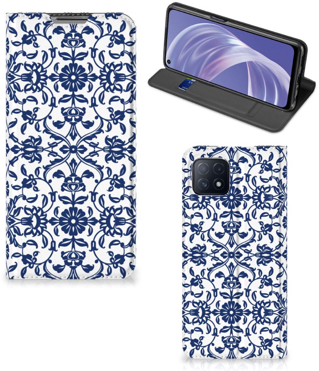 OPPO A73 5G Smart Cover Flower Blue
