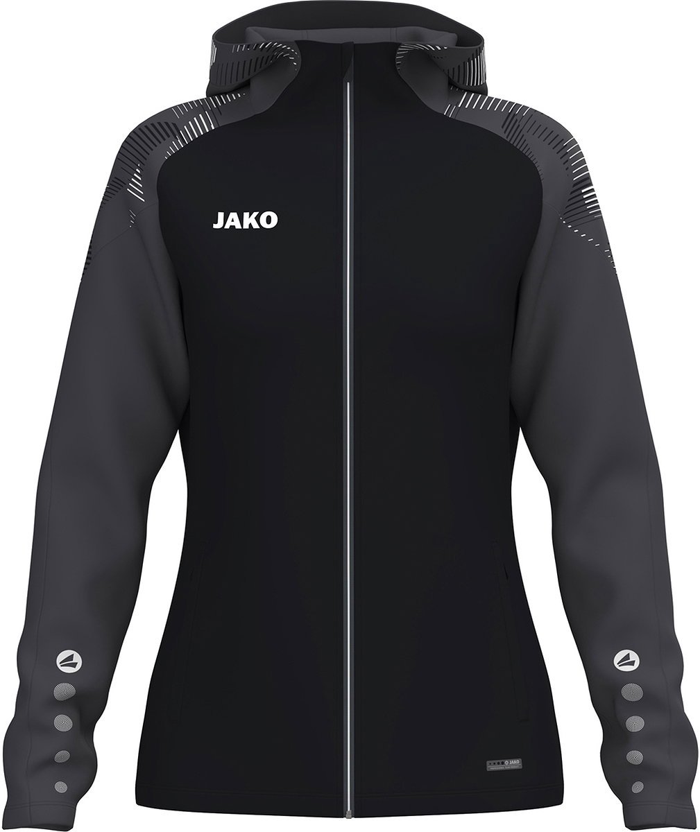 Jako Sonic Jas Met Kap Dames - Zwart / Antraciet | Maat: 38/40