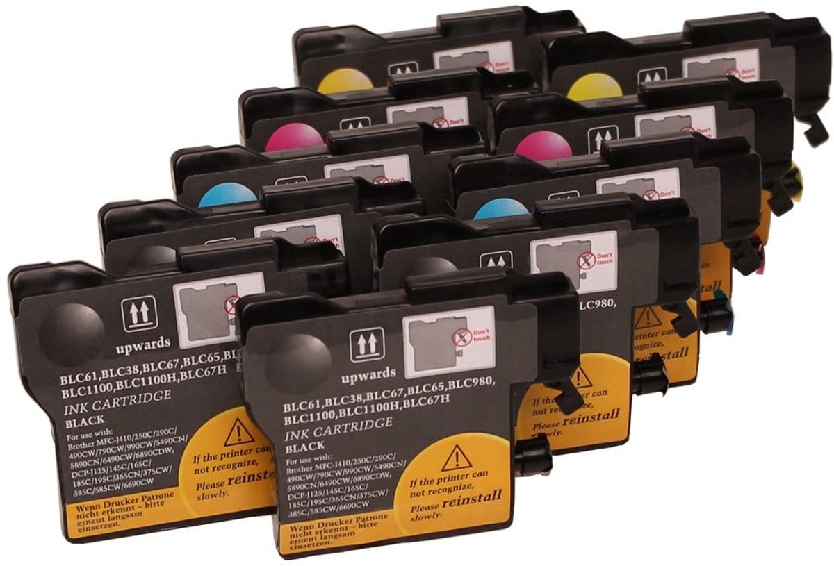 Brother - 10-Pack Inktcartridge - LC980 - Cyaan - Huismerk - geschikt voor LC980, LC1100, DCP145C, DCP160, DCP163C, DCP165C, DCP167C, DCP185C, DCP195C, DCP197C, DCP365CN, DCP373CW