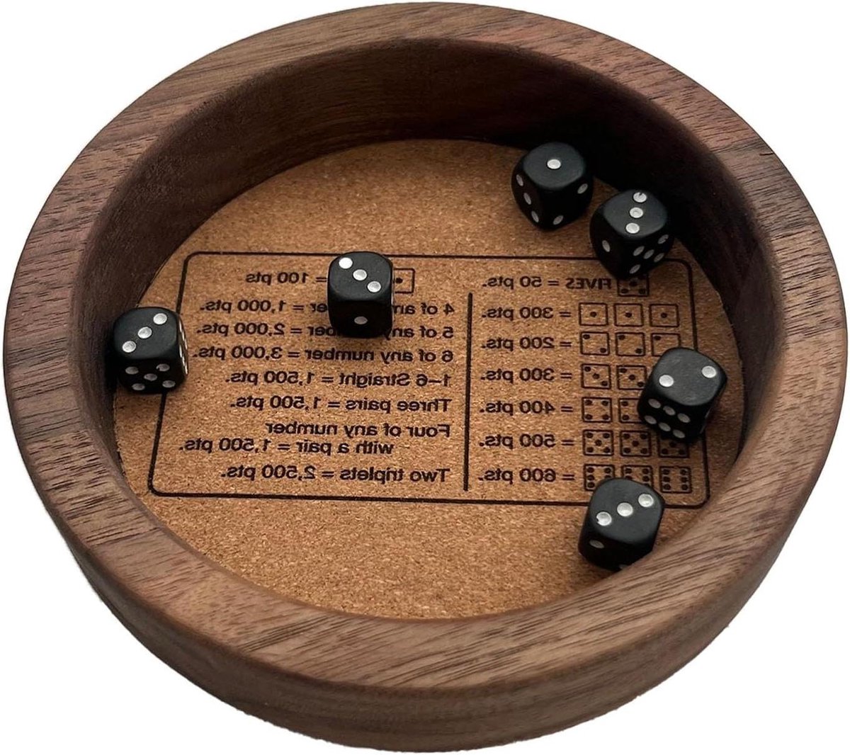 Dobbelspel Dienblad - Dobbelsteenbak - Spelplezier Verhogen - Stevige Houten Constructie - 6 Dobbelstenen - Natuurlijk Hout