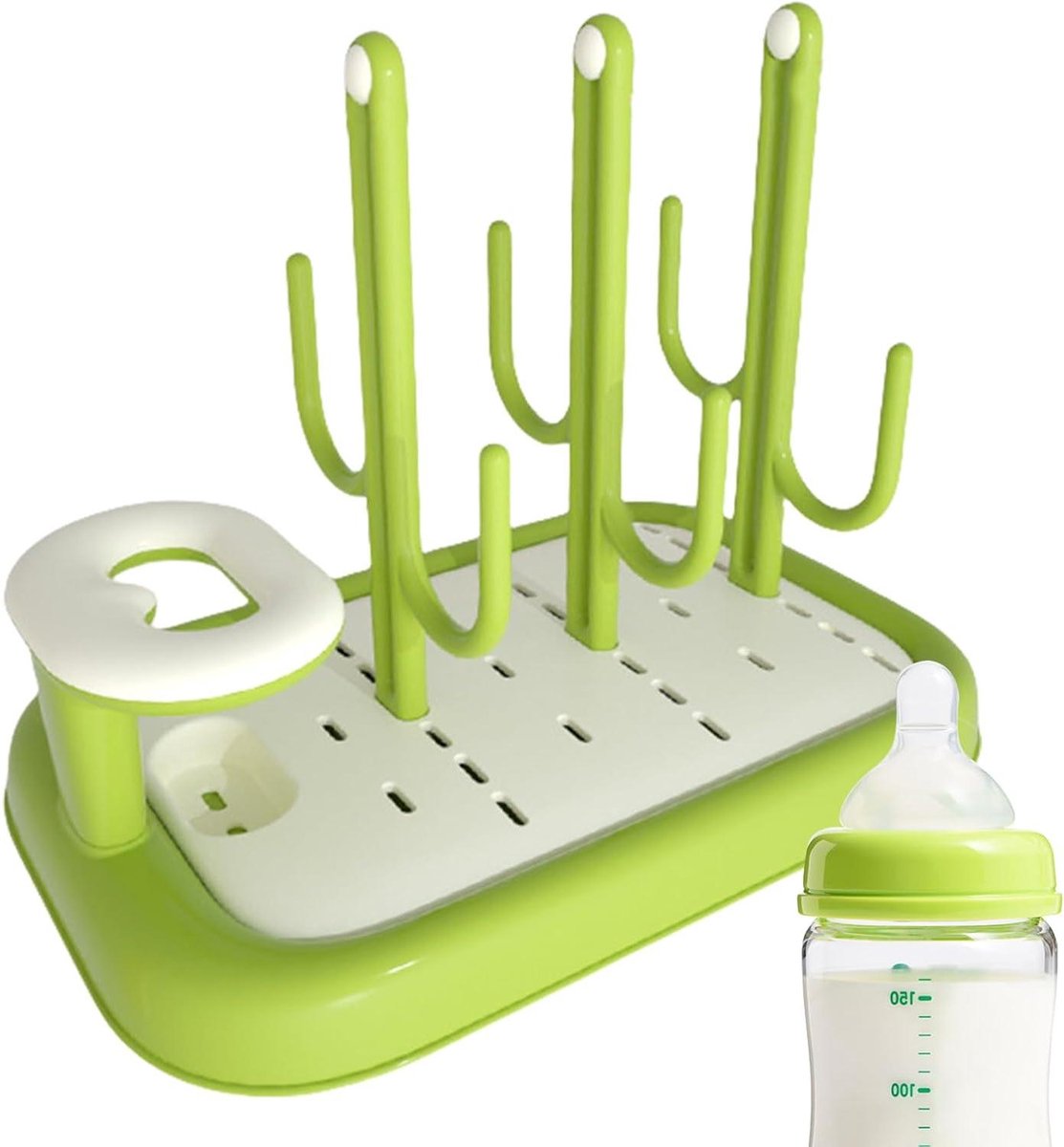 Droogrek Babyflessen - Flessendrogerhouder - Babyvoeding Drogen - Ruimtebesparend Cactus Design - 29.8x19.8x23 cm - Groen
